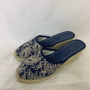 Talbots Size 7 Espadrilles Mule Wedge Blue